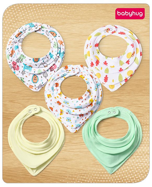 Babyhug Drool Bibs Pack of 5 - Multicolor