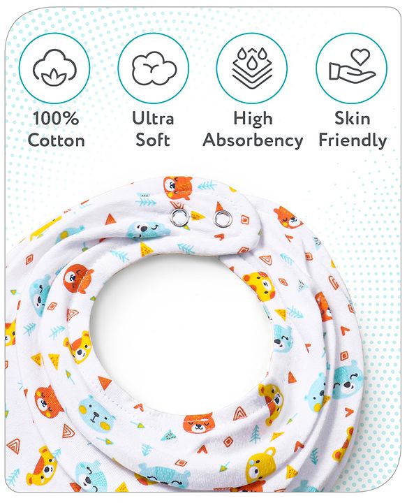 Babyhug Drool Bibs Pack of 5 - Multicolor