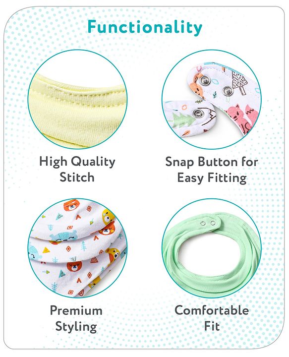 Babyhug Drool Bibs Pack of 5 - Multicolor
