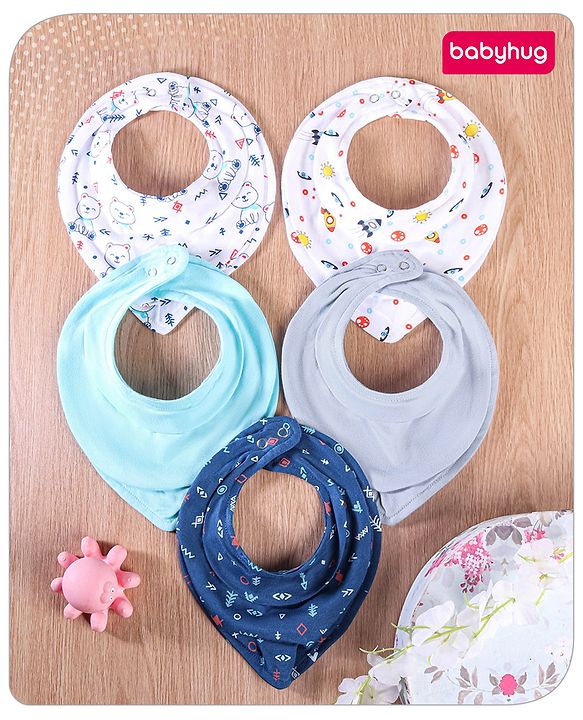Babyhug Drool Bibs Pack of 5 - Multicolor