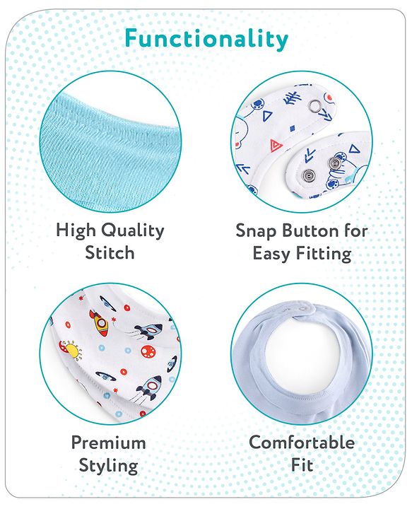 Babyhug Drool Bibs Pack of 5 - Multicolor