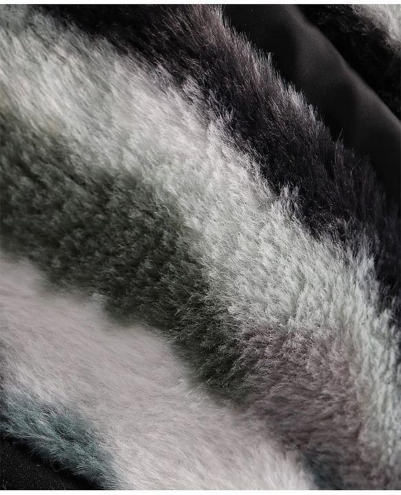 Babyhug Woven Full Sleeves Winter Fur Jacket With Camouflage Design - Black