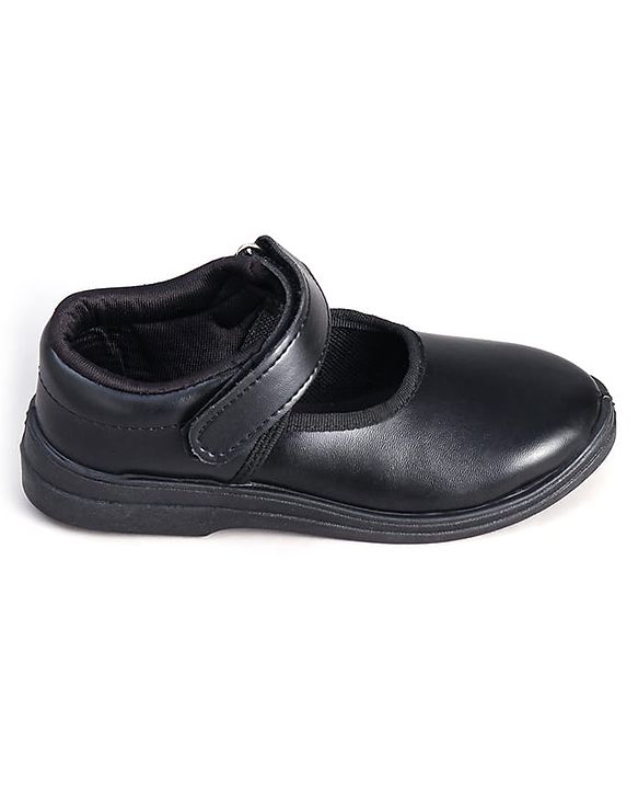 Pine Kids Solid School Shoes with Velcro Closure - Black
