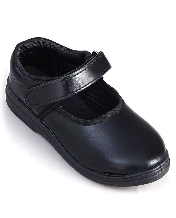 Pine Kids Solid School Shoes with Velcro Closure - Black