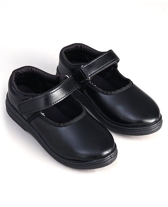 Pine Kids Solid School Shoes with Velcro Closure - Black