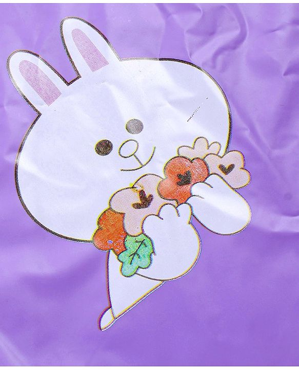 Babyhug Full Sleeves Below Knee Length Raincoat Bunny Print - Purple