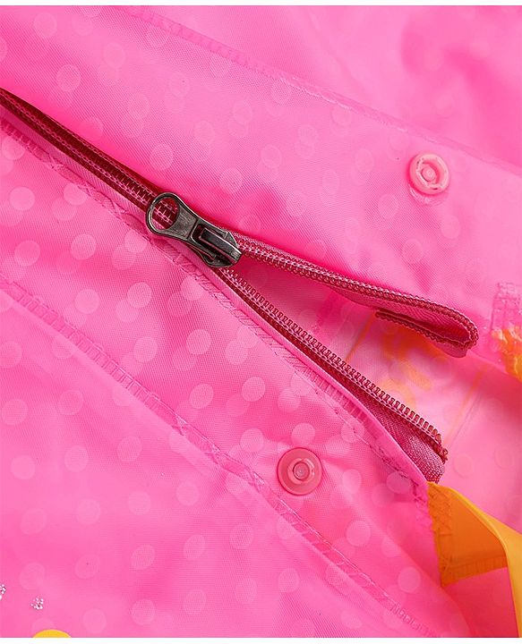 Babyhug Full Sleeves Below Knee Length Hooded Raincoat with Polka Dots & Unicorn Print - Pink