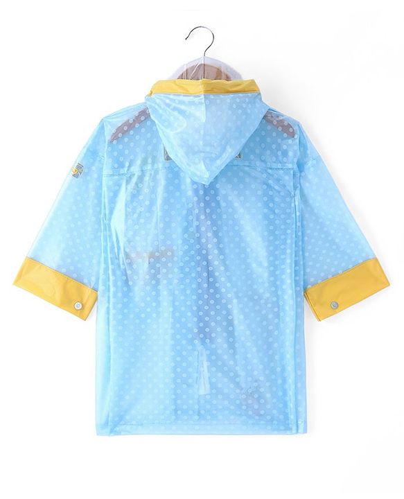 Babyhug Full Sleeves Below Knee Length Hooded Raincoat with Unicorn Print - Sea Blue