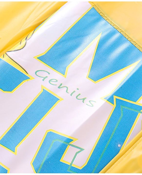 Babyhug Full Sleeves Below Knee Length Hooded Raincoat with Text Print - Yellow