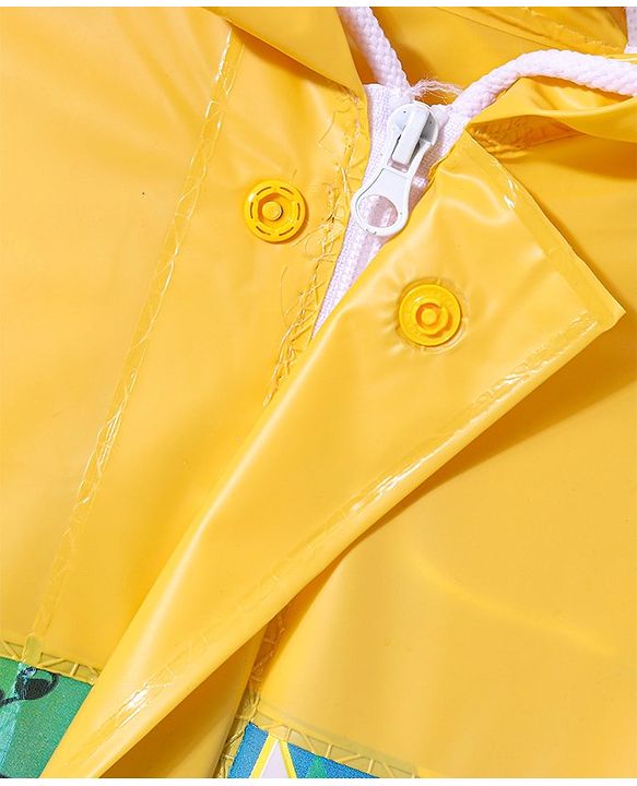 Babyhug Full Sleeves Below Knee Length Hooded Raincoat with Text Print - Yellow