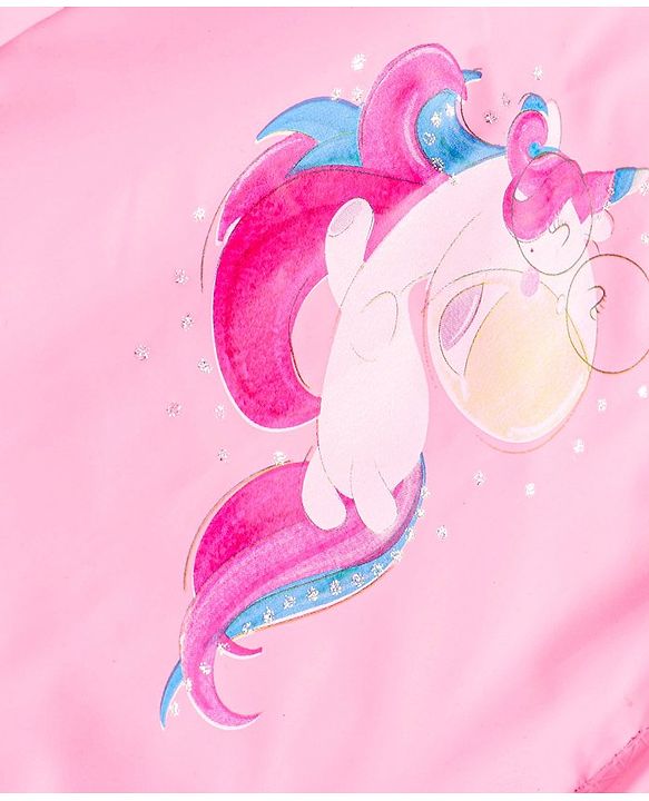 Babyhug Full Sleeves Below Knee Length Raincoat Unicorn Print - Pink