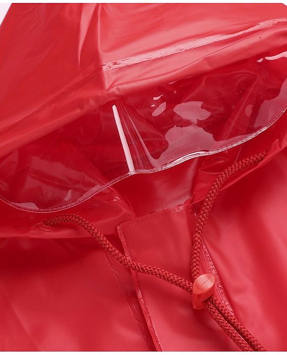 Babyhug Full Sleeves Below Knee Length Hooded Raincoat with Dino Print - Red