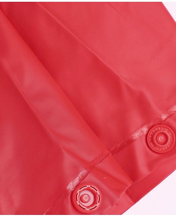 Babyhug Full Sleeves Below Knee Length Hooded Raincoat with Dino Print - Red