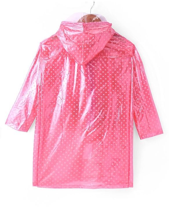 Pine Kids Full Sleeves Hooded Raincoat Polka Dots Print & Unicorn Patch Detailing - Pink