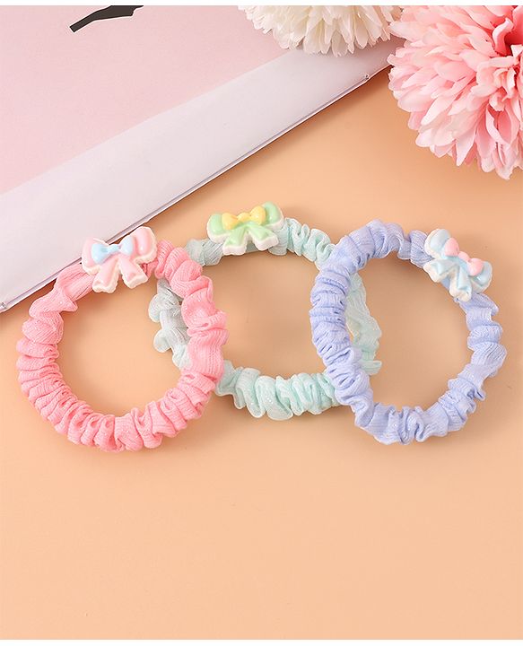 Babyhug Rubber Bands & Scrunchies Sets with Bow Applique Pack of 3 - Multicolor