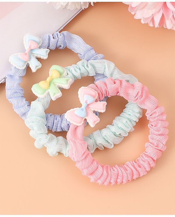 Babyhug Rubber Bands & Scrunchies Sets with Bow Applique Pack of 3 - Multicolor