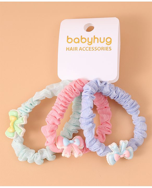 Babyhug Rubber Bands & Scrunchies Sets with Bow Applique Pack of 3 - Multicolor