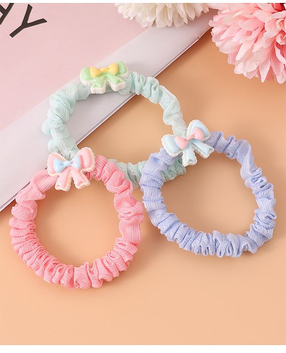 Babyhug Rubber Bands & Scrunchies Sets with Bow Applique Pack of 3 - Multicolor