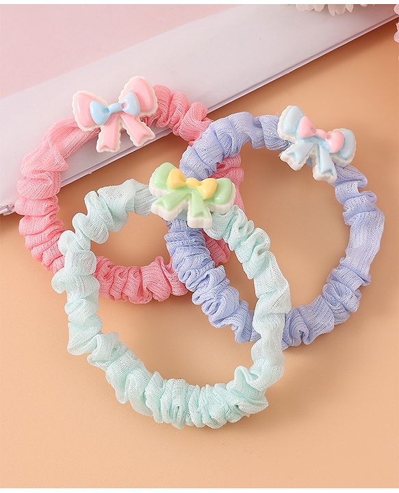 Babyhug Rubber Bands & Scrunchies Sets with Bow Applique Pack of 3 - Multicolor