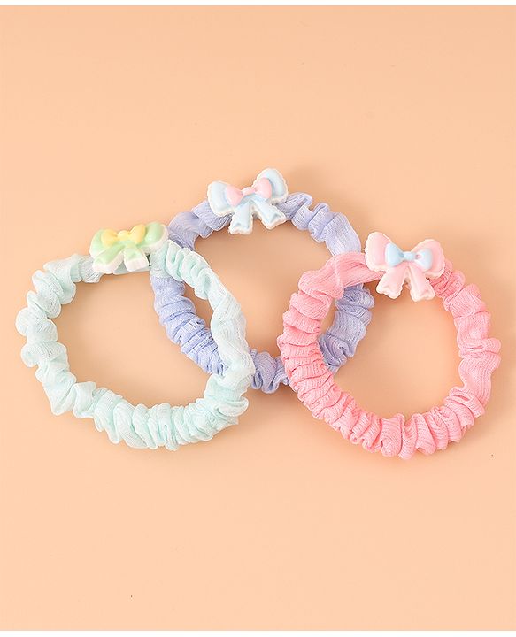 Babyhug Rubber Bands & Scrunchies Sets with Bow Applique Pack of 3 - Multicolor