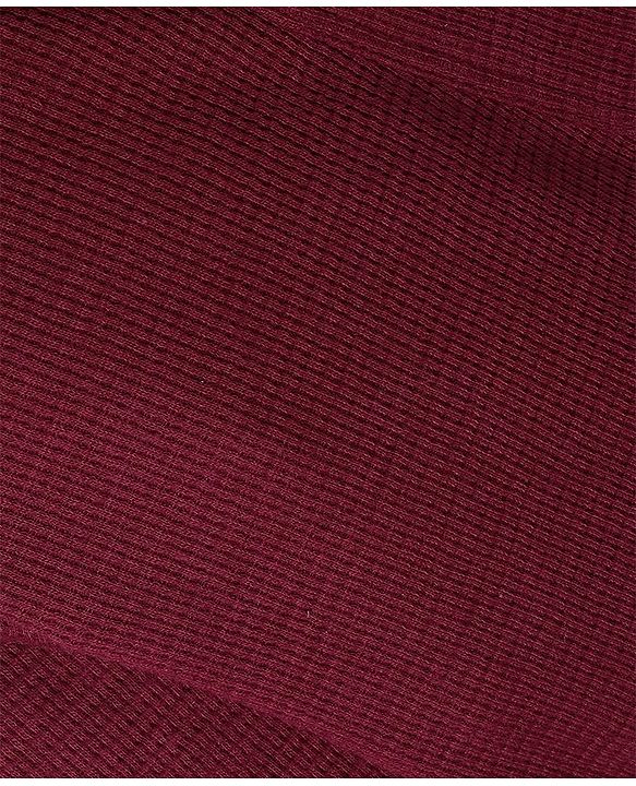 Pine Kids Knit Fill Sleeves Solid Colour Hooded Bath Robe with Pockets - Maroon