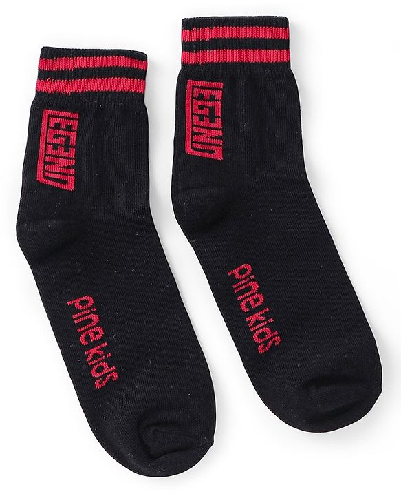 Pine Kids Knitted Silvadur Antimicrobial Ankle Length Text Design Socks Pack of 3 ( Color May Vary  )
