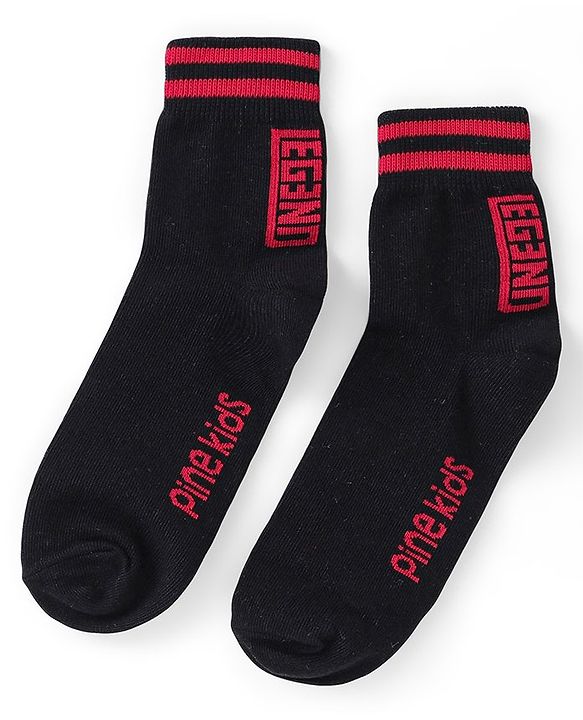 Pine Kids Knitted Silvadur Antimicrobial Ankle Length Text Design Socks Pack of 3 ( Color May Vary  )