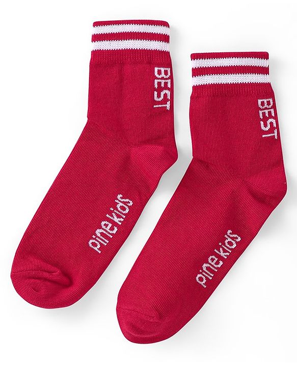 Pine Kids Knitted Silvadur Antimicrobial Ankle Length Text Design Socks Pack of 3 ( Color May Vary  )