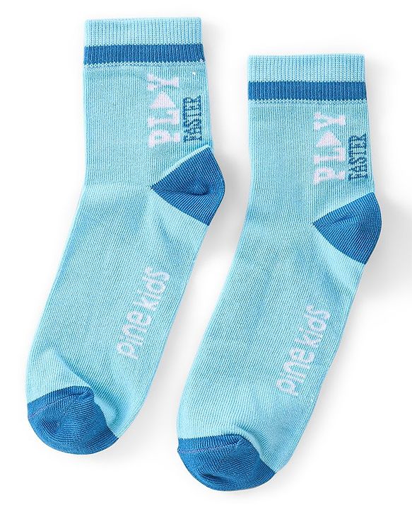Pine Kids Knitted Silvadur Antimicrobial Ankle Length Text Design Socks Pack of 3 ( Color May Vary  )