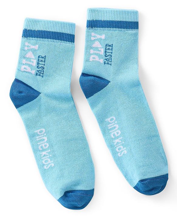 Pine Kids Knitted Silvadur Antimicrobial Ankle Length Text Design Socks Pack of 3 ( Color May Vary  )
