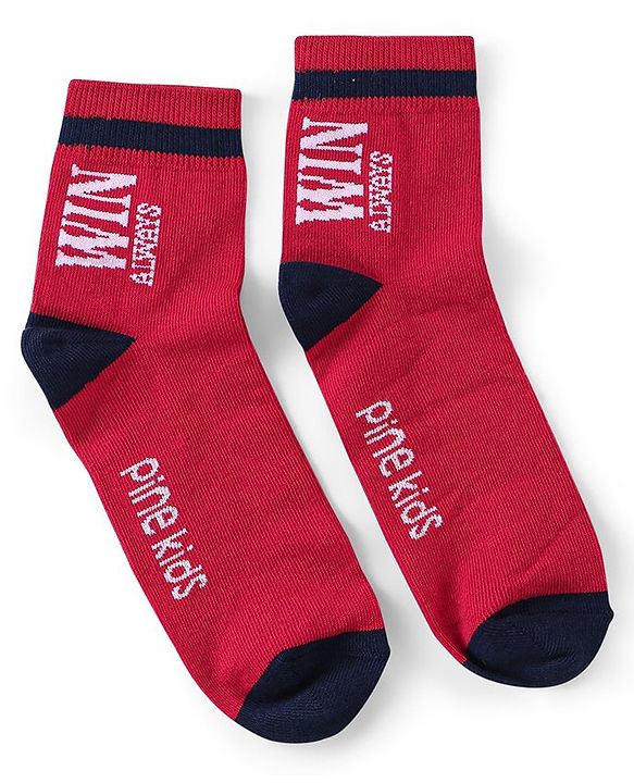 Pine Kids Knitted Silvadur Antimicrobial Ankle Length Text Design Socks Pack of 3 ( Color May Vary  )