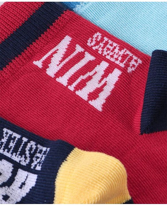 Pine Kids Knitted Silvadur Antimicrobial Ankle Length Text Design Socks Pack of 3 ( Color May Vary  )