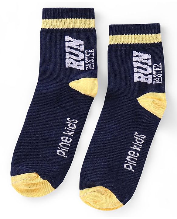 Pine Kids Knitted Silvadur Antimicrobial Ankle Length Text Design Socks Pack of 3 ( Color May Vary  )