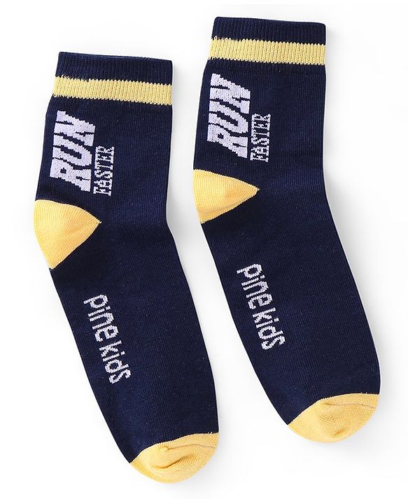 Pine Kids Knitted Silvadur Antimicrobial Ankle Length Text Design Socks Pack of 3 ( Color May Vary  )