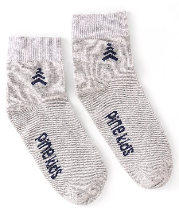 Pine Kids Ankle Length Silvadur Antimicrobial Striped &  Logo Designed Socks Pack of 3 (Colour May Vary)