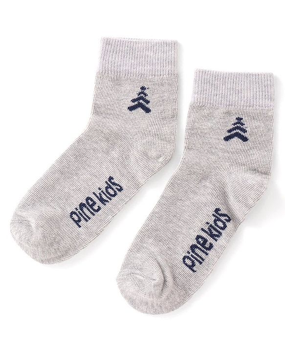 Pine Kids Ankle Length Silvadur Antimicrobial Striped &  Logo Designed Socks Pack of 3 (Colour May Vary)