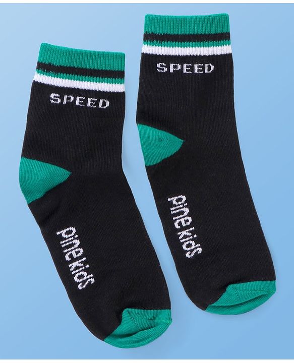 Pine Kids Cotton Knit Ankle Length  Text Design Socks - Pack of 3 ( Color May Vary )