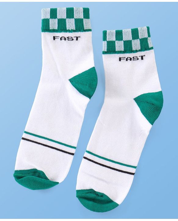 Pine Kids Cotton Knit Ankle Length  Text Design Socks - Pack of 3 ( Color May Vary )