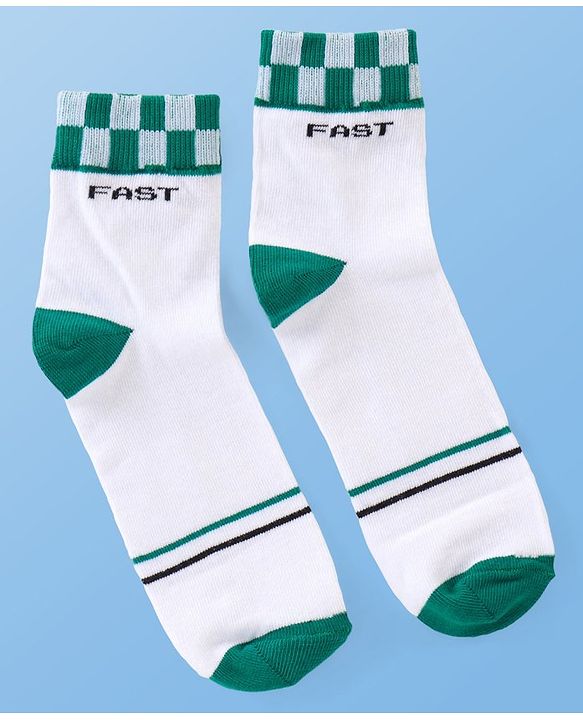 Pine Kids Cotton Knit Ankle Length  Text Design Socks - Pack of 3 ( Color May Vary )