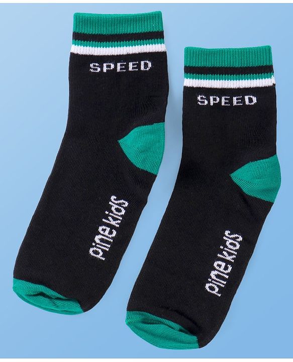 Pine Kids Cotton Knit Ankle Length  Text Design Socks - Pack of 3 ( Color May Vary )