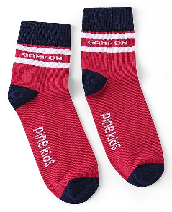 Pine Kids Knitted Silvadur Antimicrobial Ankle Length Text Design Socks Pack of 3 ( Color May Vary  )