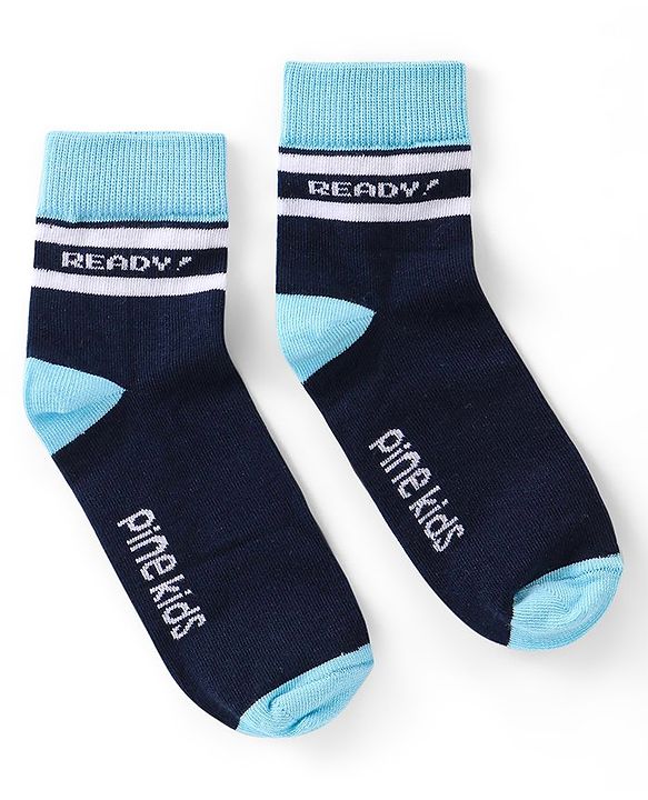 Pine Kids Knitted Silvadur Antimicrobial Ankle Length Text Design Socks Pack of 3 ( Color May Vary  )
