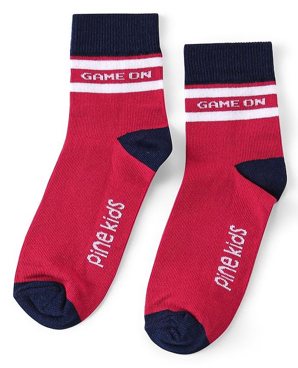 Pine Kids Knitted Silvadur Antimicrobial Ankle Length Text Design Socks Pack of 3 ( Color May Vary  )