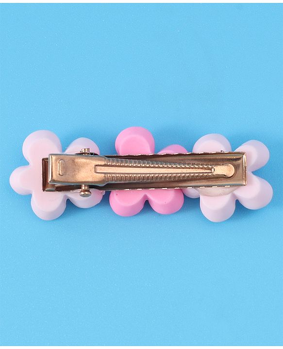 Babyhug Hair Pins And Clips with Floral Applique Free Size Pack of 6 - Pink