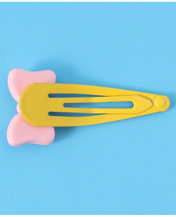 Babyhug Snap Clips with Bow Applique Free Size Pack of 6 - Pink Blue & Yellow