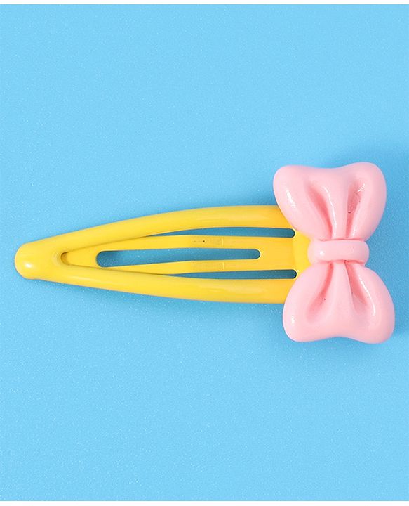 Babyhug Snap Clips with Bow Applique Free Size Pack of 6 - Pink Blue & Yellow