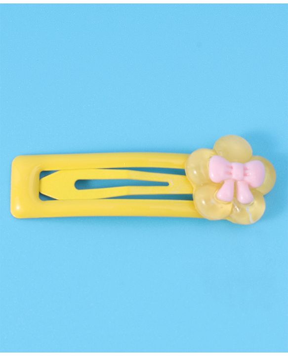 Babyhug Snap Clips with Floral Applique Free Size Pack of 10 - Pink Blue & Yellow