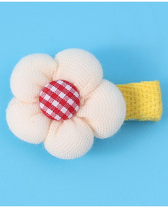 Babyhug Hair Pins And Clips with Floral Applique Free Size Pack of 6 - Red White & Pink