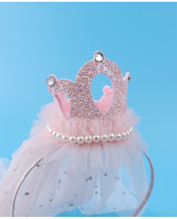 Babyhug Tiara Styled Hair Bands Free Size - Light Pink