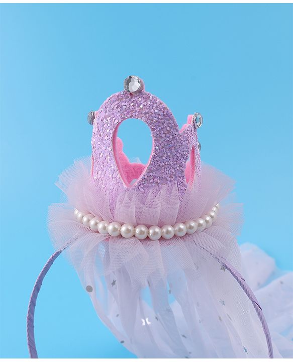 Babyhug Tiara Styled Hair Bands Free Size - Light Pink